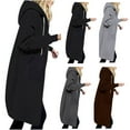 thumbnail image 1 of 2024 Hoodie Dresses for Women Plus Size Solid Color Jacket Thickening And Fleece Autumn And Winter Casual Zipper Long Sleeve Pocket Hooded Long Sweater 50% off Clearance, 1 of 9