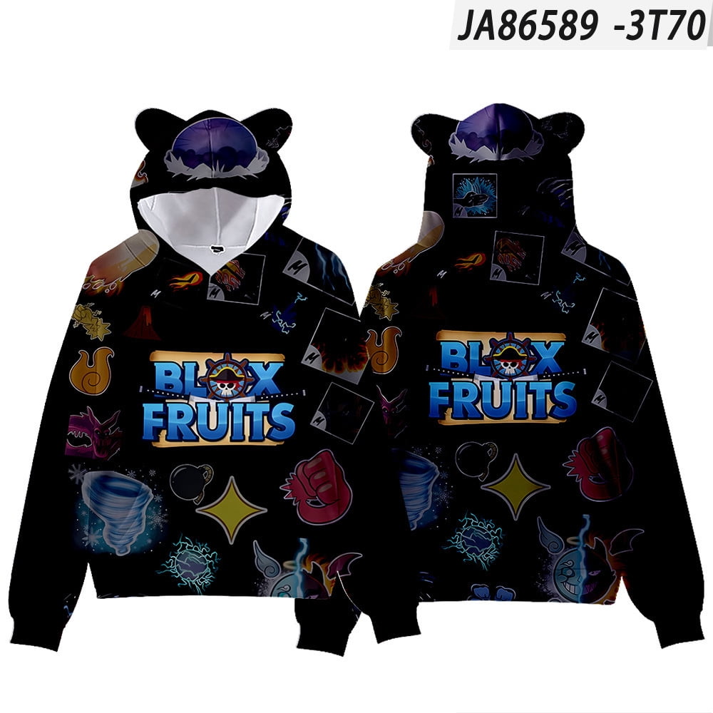 2024 Hot 3D new ROBLOX game blox fruits cat ears hooded hoodie, adult
