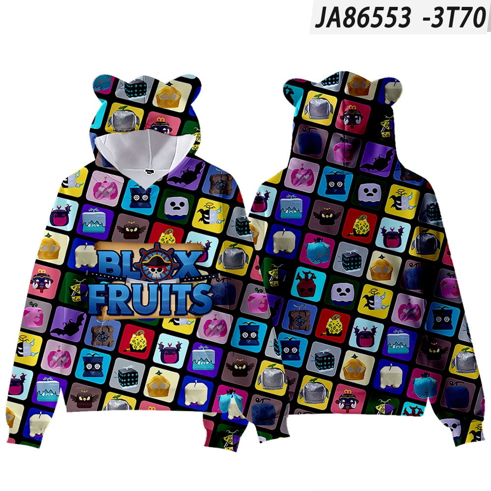 2024 Hot 3D new ROBLOX game blox fruits cat ears hooded hoodie, adult