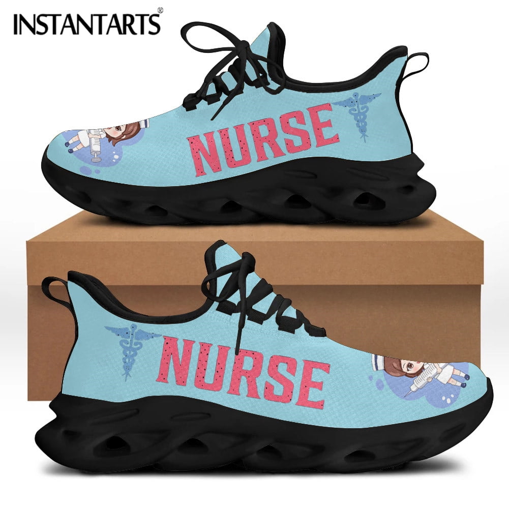 2024 Hot Sale Nurse Platform Sneakers Breathable Lace up Mesh Swing
