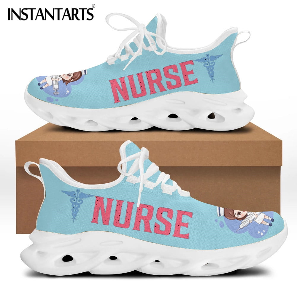 2024 Hot Sale Nurse Platform Sneakers Breathable Lace up Mesh Swing
