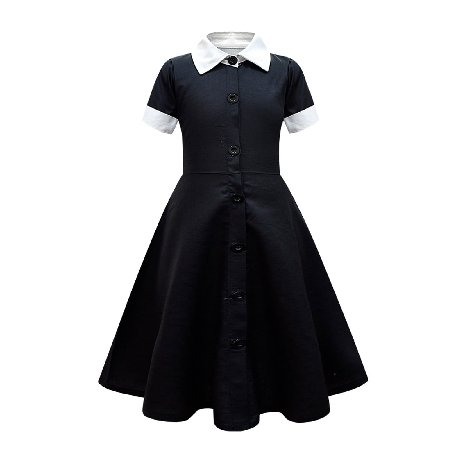 2024 Hot Sale! Wednesday Costume Dress for Kids, WhiteCollar Short