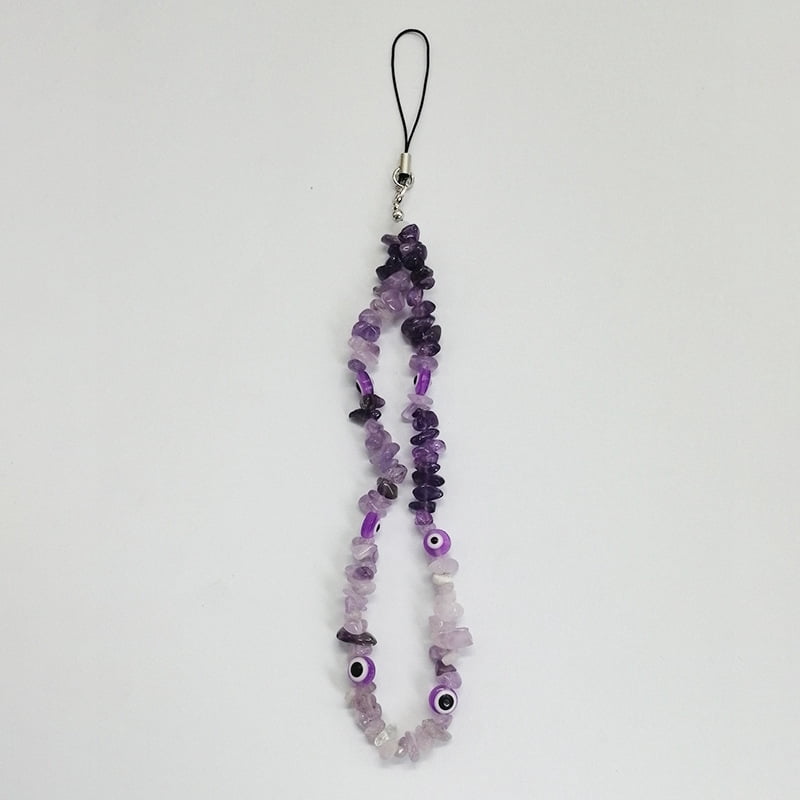 2024 Hot-Selling Phone Chain - INS Style Natural Amethyst Colorful Stone Evil Eye Phone Lanyard