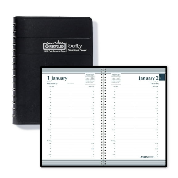 House of Doolittle Recycled Daily Calendar Planner Black Cover