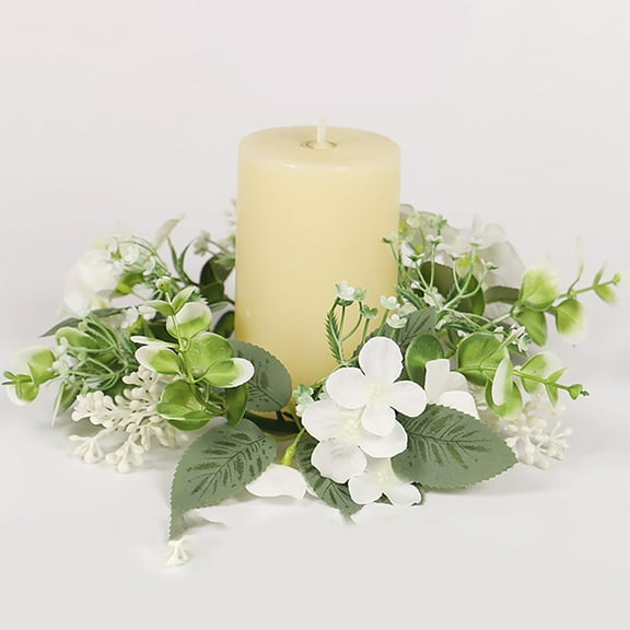 2024 Hydrangea Candle Rings Wreaths Floral Candle Ring Candlerings For Pillar Candle