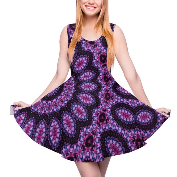 2024 Idea Gift Vestidos Custom Female Dress Skate Casual Sleeveless Dresses Kawaii Print Vintage Dress Mandala Psychedelic