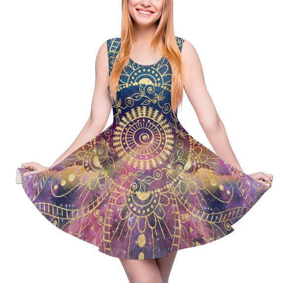 2024 Idea Gift Vestidos Custom Female Dress Skate Casual Sleeveless Dresses Kawaii Print Vintage Dress Mandala Psychedelic