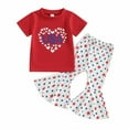 2024 Independence Day Suit Girls USA Print Short Sleeved Top Star