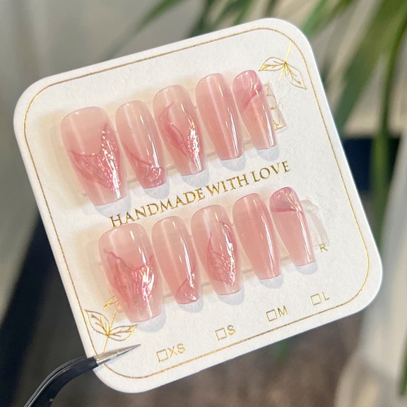 2024 Internet celebrity explosion mermaid tail wearing armor sweet pink cat eye manicure cross-border explosion nail wholesale