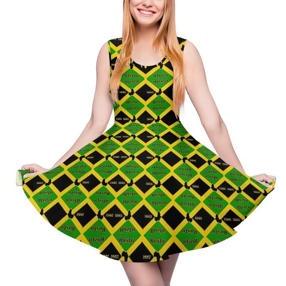 2024 Jamaica Flag Dress One Love Boho Dresses High Waist Street Style Design Skate Dress Female Oversized Clothing