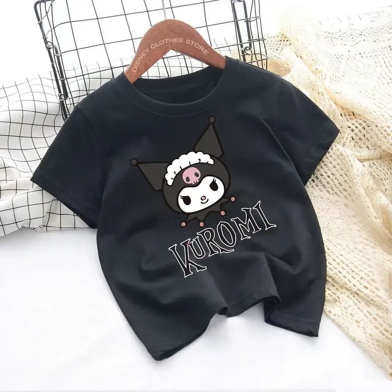 2024 Kawaii Kuromi T-shirt Girls Fashion Boys Anime Cartoon Kids Kids ...