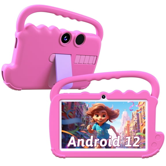 2024 Kids 7 inch Tablets,  Android 12 Tablet for Kids, 4GB+32GB ROM+1TB Expand PINK