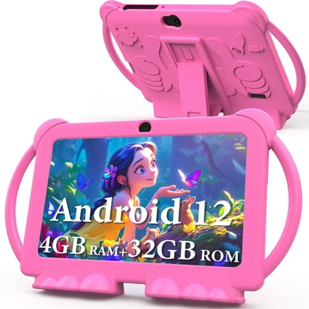 2024 Kids Tablet, Android 12 Tablet for Kids 7 inch, 4+32GB ROM(1TB Expand) Pink