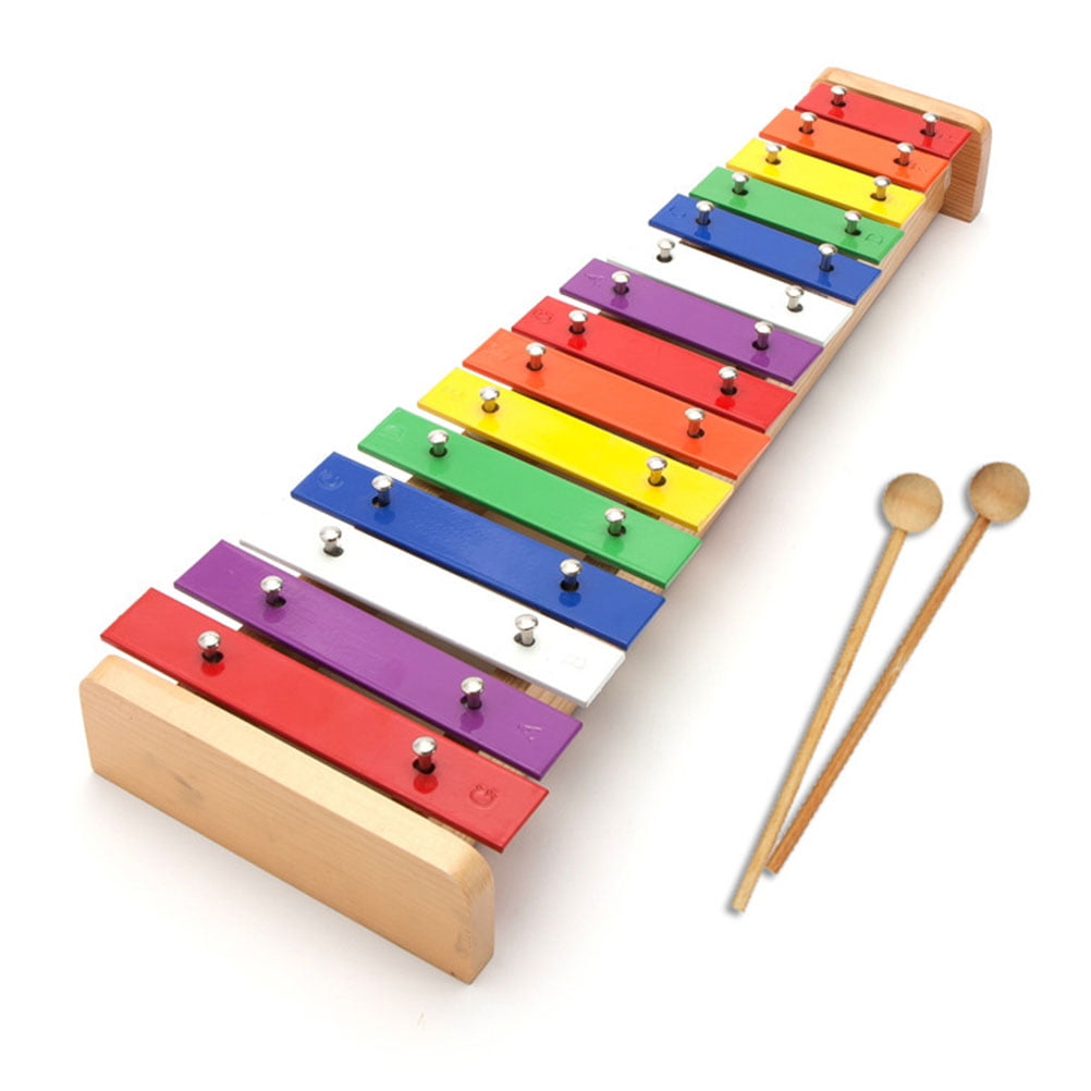 2024 Kids Wooden Xylophone With 15 Metal Keys Musical Instrument Toy