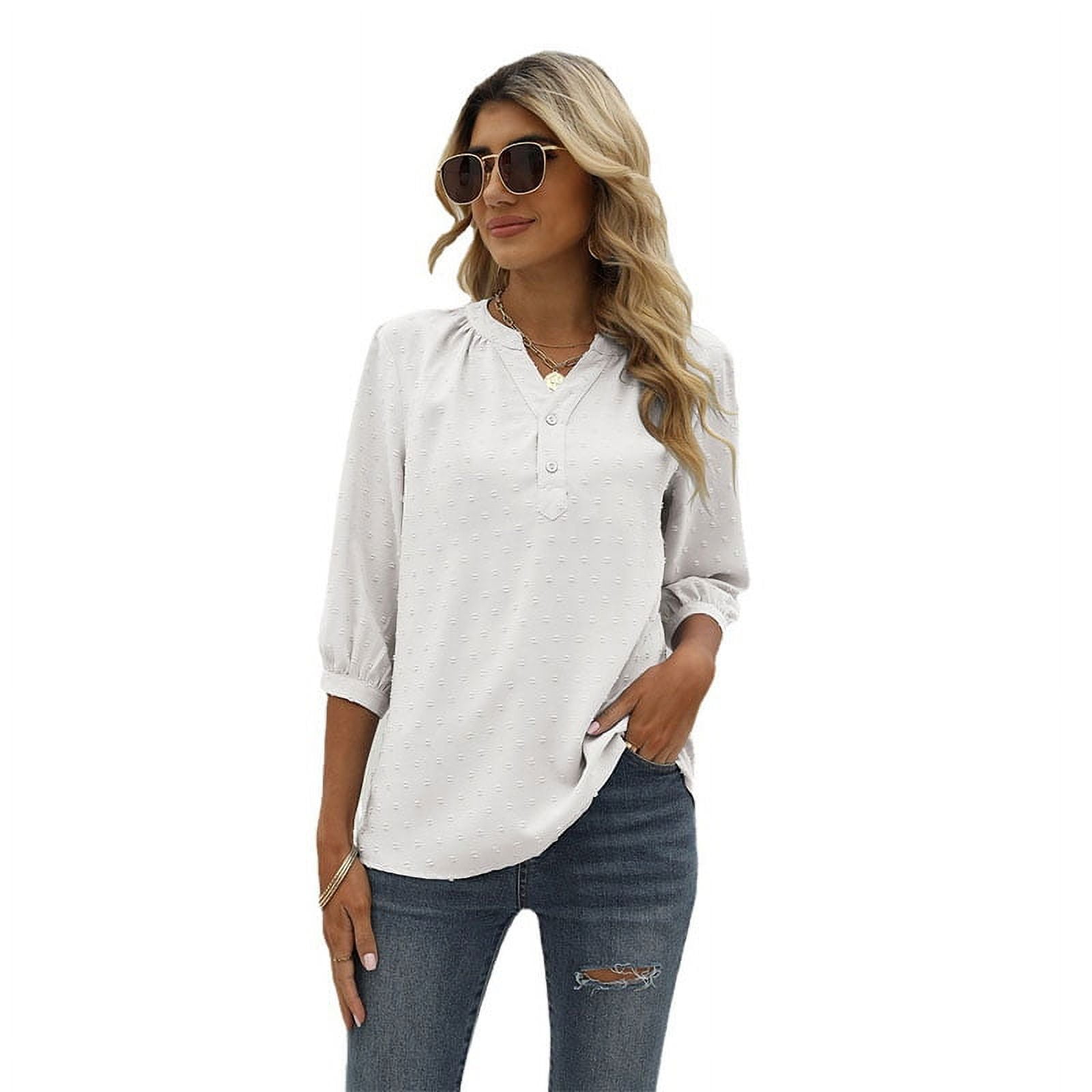 2024 LIN Solid Color Loose Blouses For Women Fashion 2023 Summer
