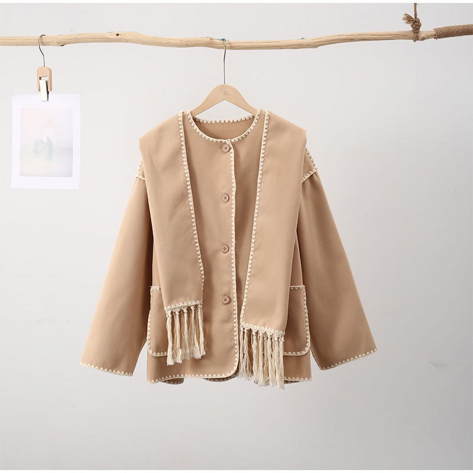 2024 LIN summer hot Women‘s woolen coat thick and loose with tassel
