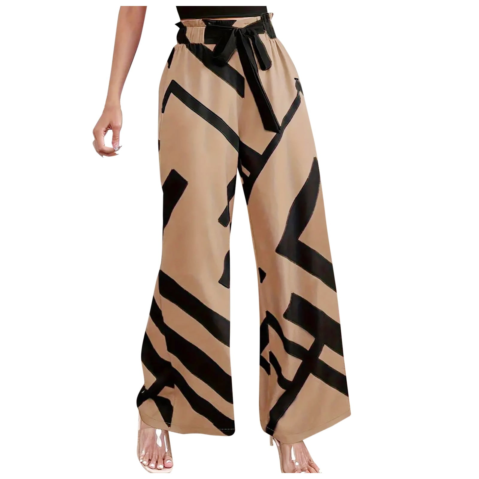 2024 Ladies Fashion Lace Up Wide Leg Casual Pants