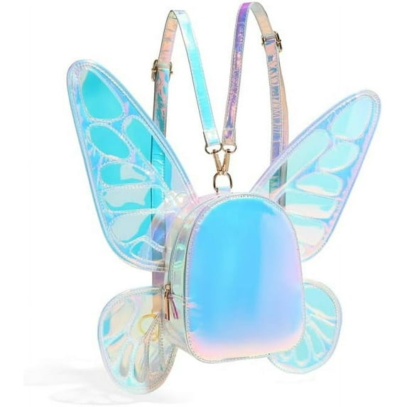 2024 Ladies Laser Holographic Butterfly Girlish Leisure Backpack (Laser Blue)