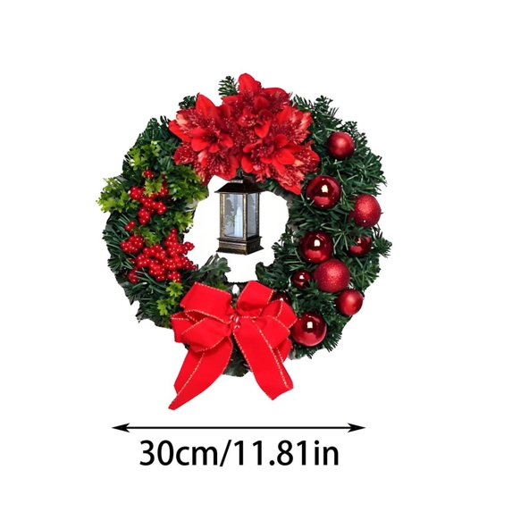 2024 Large Christmas Wreaths For Front Door Artificial Lighted Christmas Wreath With Bow Ribbon Red Christmas Front Door Wreath With Christmas Christmas
