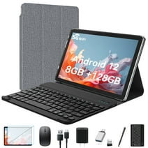 2024 Latest 10in Android 12 Tablet 8gb RAM 128gb ROM FHD IPS Screen 8-Core T610, 5G Wifi Tablet with Keyboard,13MP+8MP, 1TB Expand, Gray