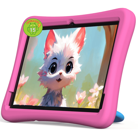 Plimpton 2026 Latest Kids Tablet, Android 15 Tablet for Kids 10.1 inch with 12(4+8)GB RAM 64GB Storage, 8-Core CPU, Parental Control, Kids Space, 6000mAh, WiFi, BT, PlimPad Kids20 - Pink