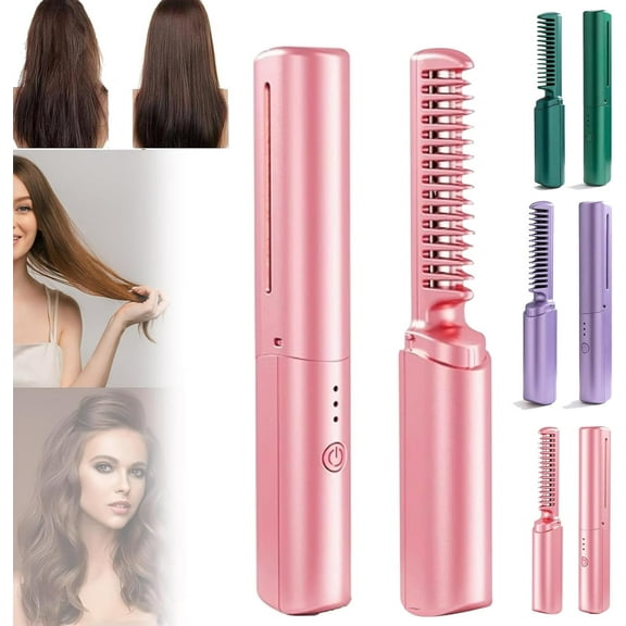 2024 Latest Hairdressing Comb,Rechargeable Mini Hair Straightener,Portable Hair Straightener Cordless,3 Temperature Adjustments Travel Flat Iron, Rechargeable Mini Hair Straightener