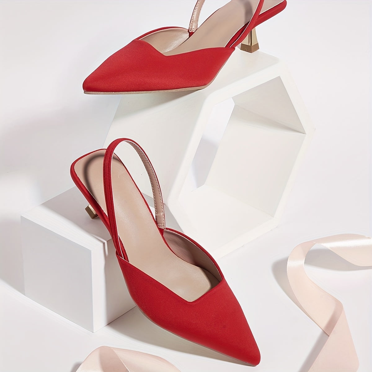 2024 Latest Hot Elegant Solid Color Kitten Heels with Ankle Strap