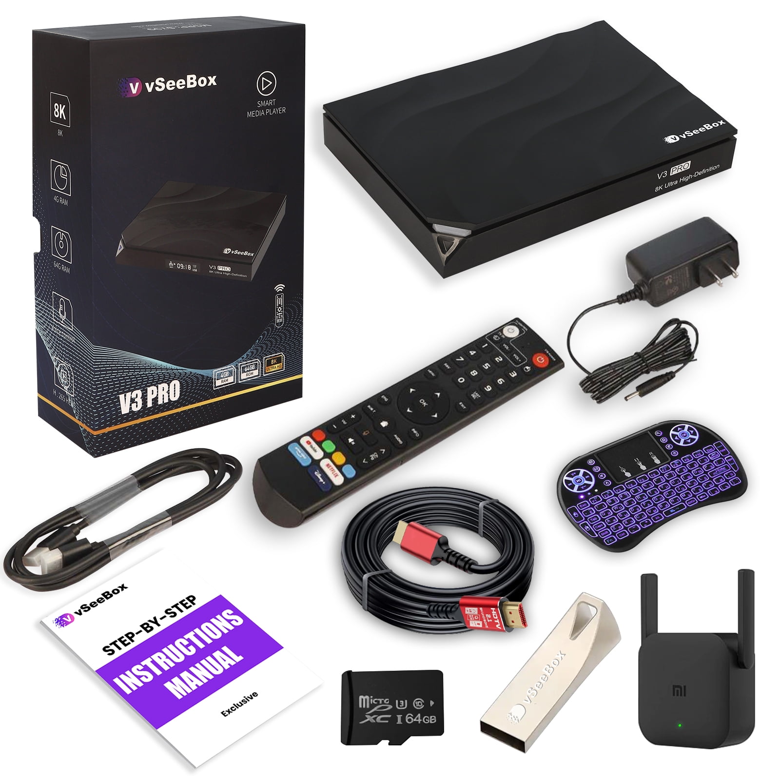 VSeeBox V3 Pro Android 11 4GB 64GB Voice Control WiFi 6 8K HDMI   2024 Latest VSeeBox V3 Pro Bundle Voice Control Remote 8K HDMI Cable 64GB TF Card USB Drive WiFi Extender Backlit Keyboard Detailed Setup Guide Andro Ad18367c Db8e 46ad 8d19 6fda657c1e51.6b849d11c8906d396d10eb8cf06a7e33 