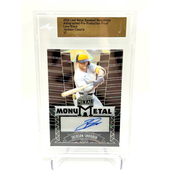 2024 Leaf Metal Baseball Autographed Jackson Chourio 1/1 Autograph Leaf Authentication Autographed Baseball Trading Card