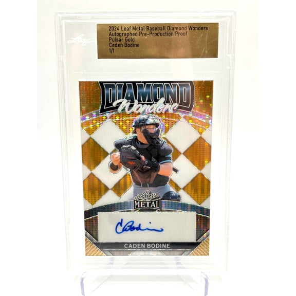 2024 Leaf Metal Baseball Diamond Wonders Pre-Production Proof Pulsar Gold 1/1 Auto Caden Bodine Autographed Baseball Trading Card