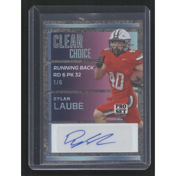 2024 Leaf Pro Set Pure Dylan Laube CC-DL1 Sparkle Auto /6 Las Vegas Raiders Football Card LAS VEGAS RAIDERS NFL Autographed Football Trading Card