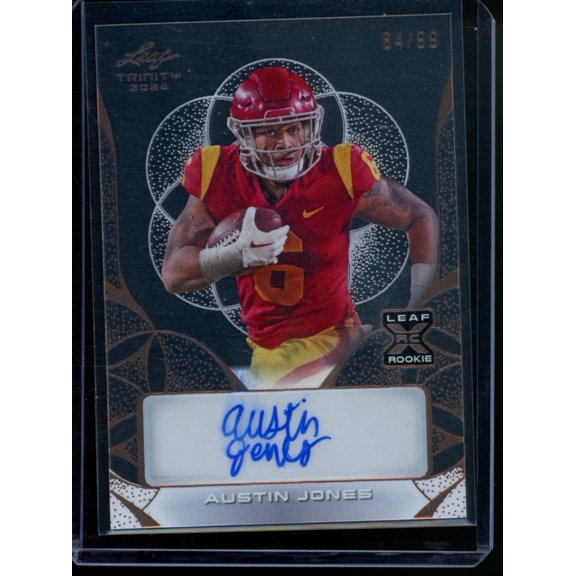 Graded? 2024 Leaf Trinity Austin Jones CA-AJ1 84/99 Rookie Autograph Football Card