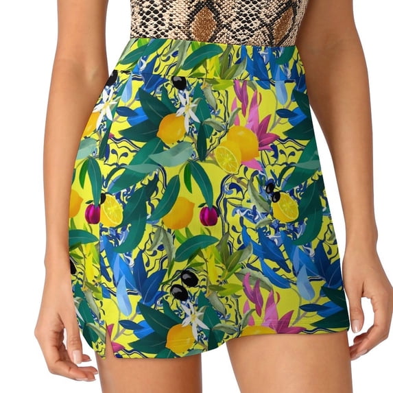 2024 Lemon Fruit Print Skirt Summer Vintage Style Streetwear Casual A-line Skirts Vintage Mini Skirt Womens Oversize Short Bottoms