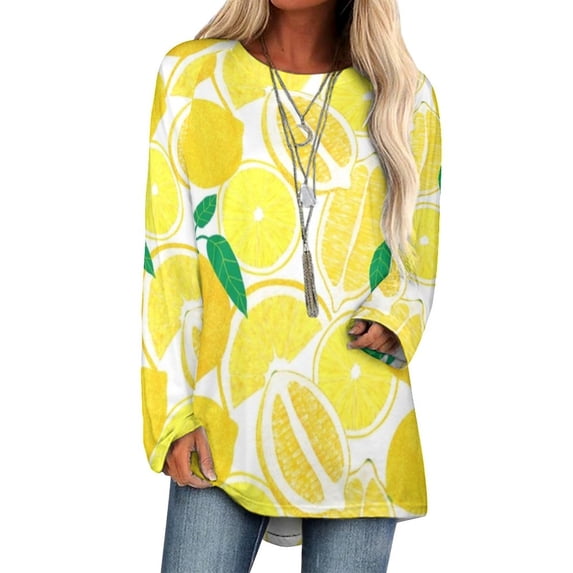 2024 Lemon Harvest Ruffle Short Sleeve T-Shirt V Neck Shirts Pattern Cute Tops Casual Tee Pattern Fruit Floral Flowers Fresh Nature