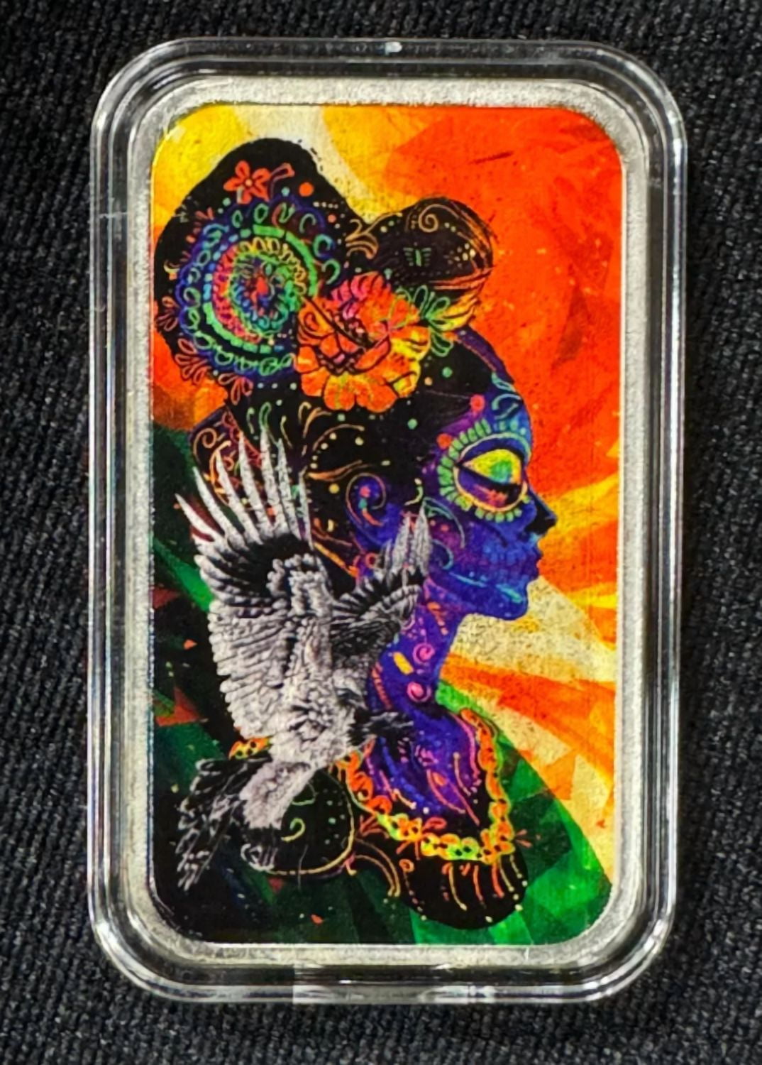 PRIVATE MINT 2024 Libertad En La Muerte 1 oz Colorized Silver Bar - In Capsule w/ Coa