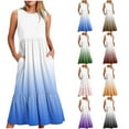 thumbnail image 1 of 2025 Long Spaghetti Strap Maxi Dresses for Women Summer,Sleeveless Gradient Maxi Dresses for Plus Size Women,Casual Round Neck Beach Sundresses Swing Dress,Women Flowy Tiered Maxi Beach Dress, 1 of 5