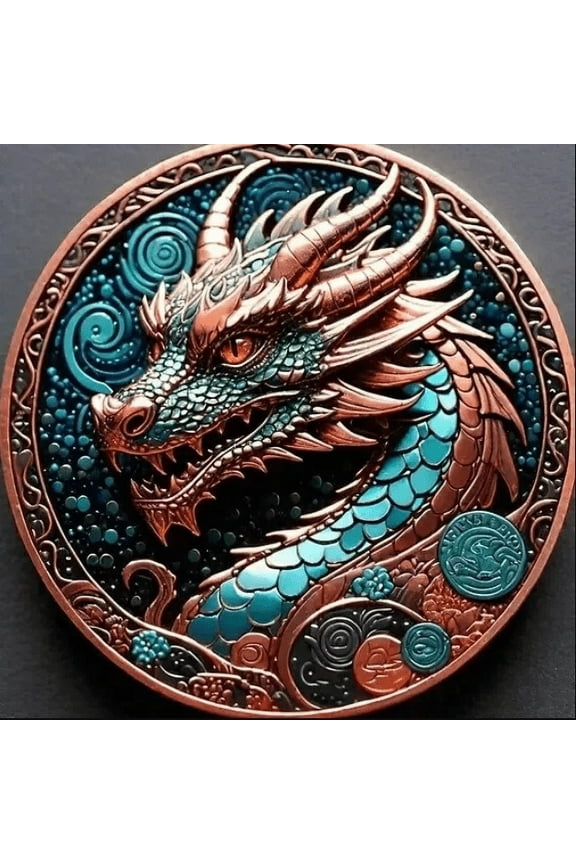 2024 Lunar Year of the Dragon 33 Gram Colorized Copper Round - Sealed