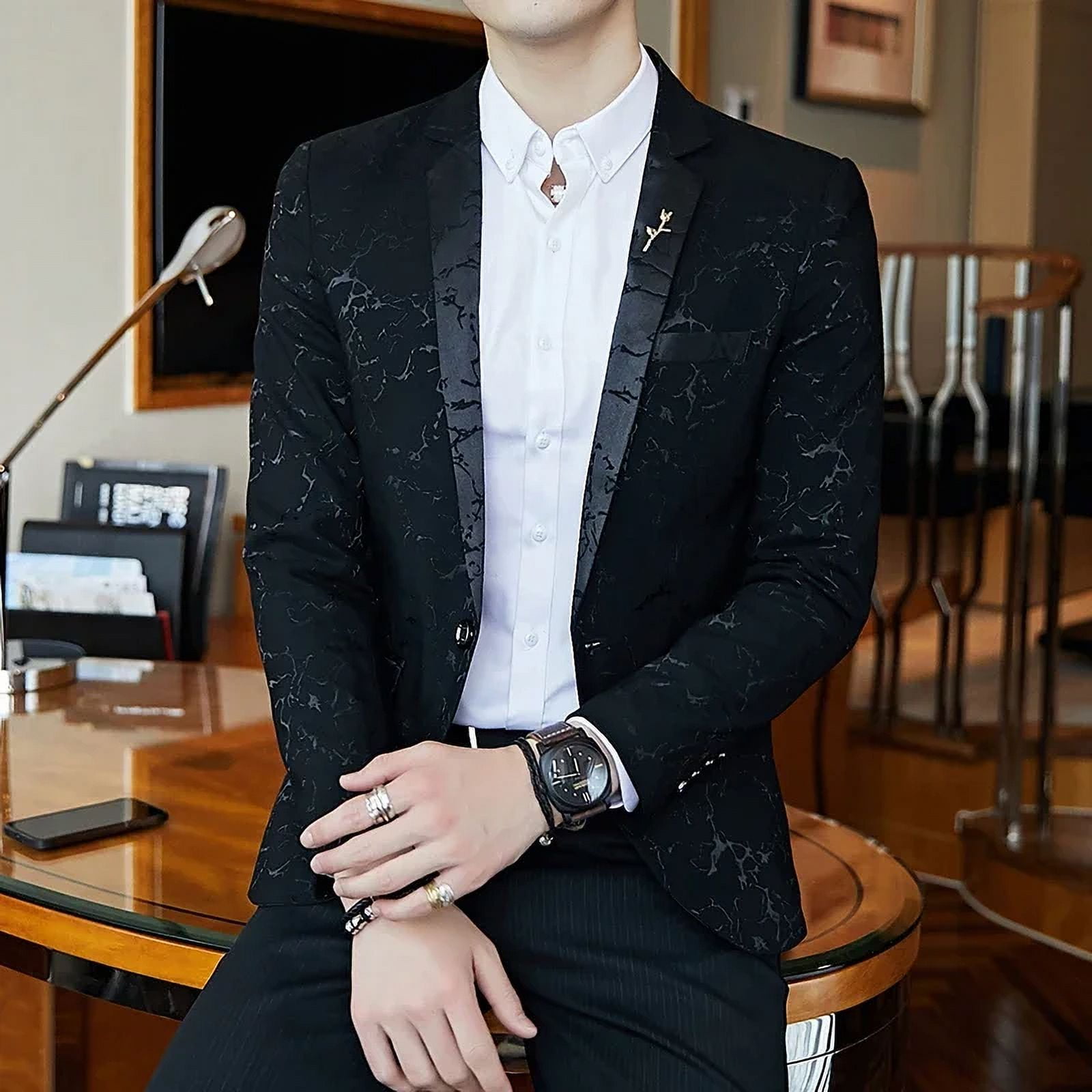 2024 Luxury Blazer Shiny Wine Red Blue Black Contrast Color Standup