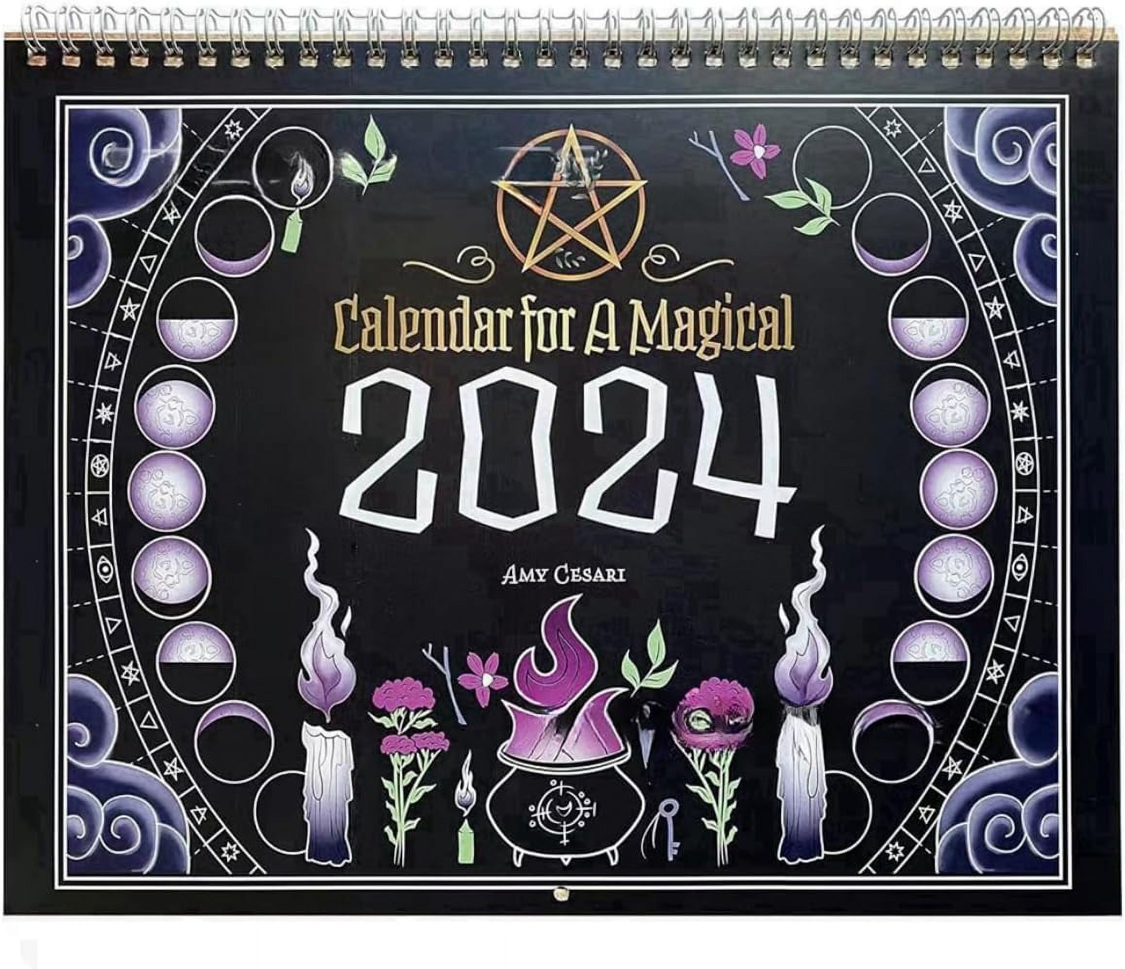 2024 Magical Witch Wall Calendar, Wall Calendar 2024, Ghost Fire