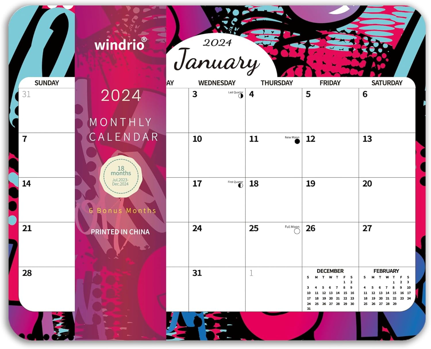 2024 Calendar for Refrigerator Planner Nov. 2023 Dec. 2024