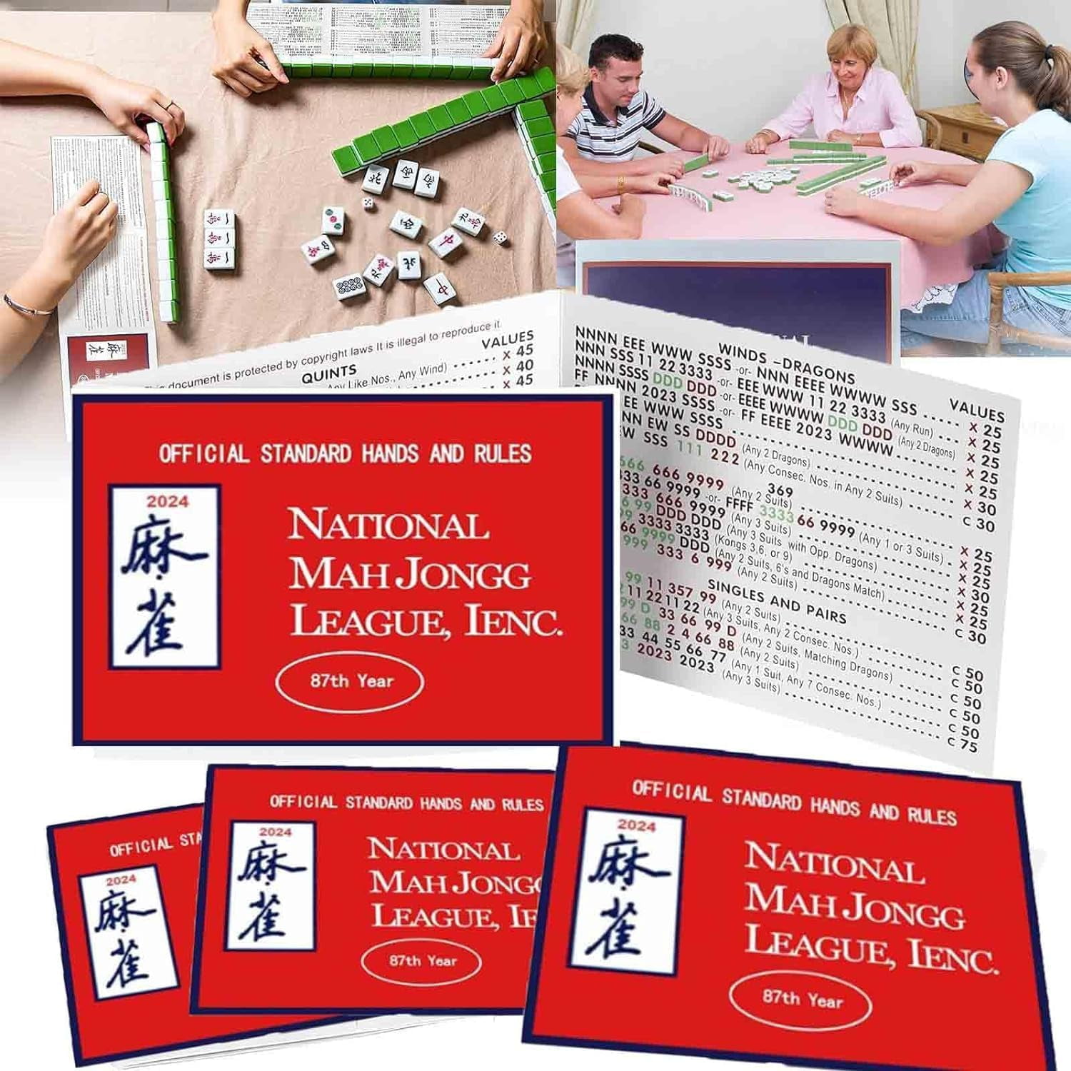 2024 Mahjong Cards, 4PCS National Mahjong Cards Official Standard Hands ...