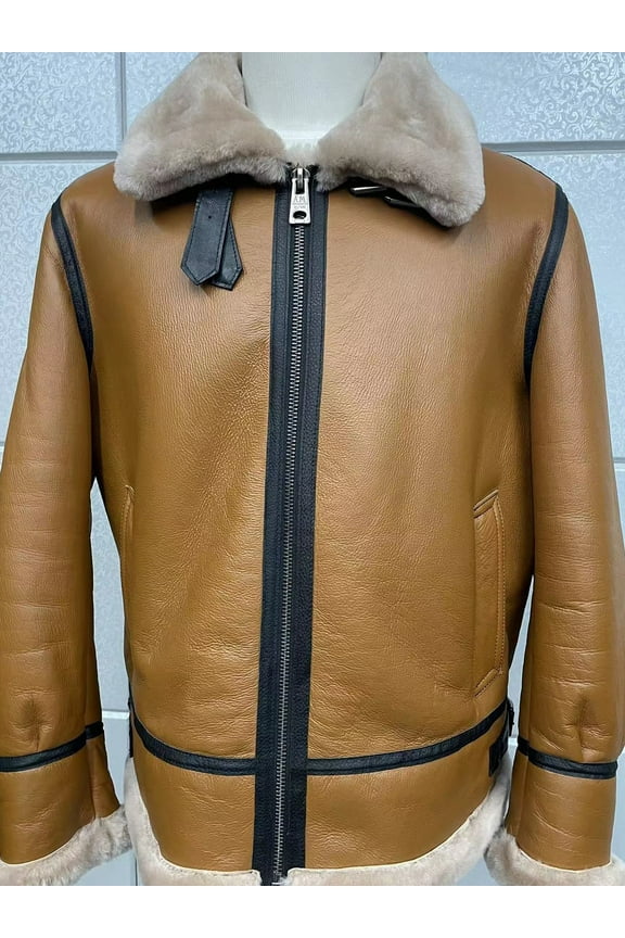 2024 Man's Winter Fashion Warm Coat Genuine Sheepskin Lambskin Shearling Natural Leather Jacket 100% Real Wool Liner Plus Big Oversized,4XL,Yellow