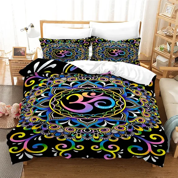 2024 Mandala Floral Duvet Cover Bohemian Flowers Bedding Set Microfiber Exotic Geometric Quilt Cover Twin Full For Kids Adults r