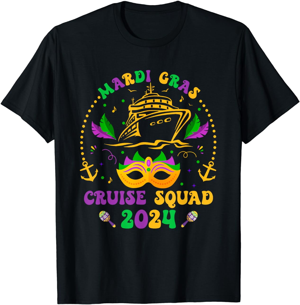 2024 Mardi Gras Cruise Squad Funny Matching Family Vacation T-Shirt ...