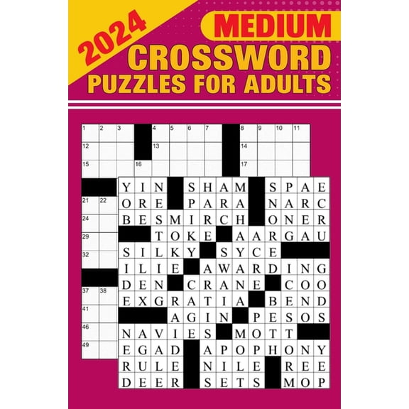 2024 Medium Crossword Puzzles for Adults: Large Print Puzzles for Adults with Solutions, Test Your Brain Power (Paperback)