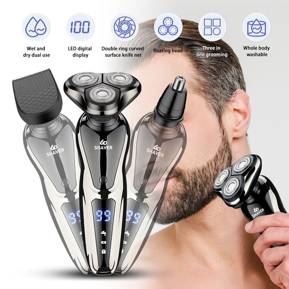 2025 Men Wet/Dry Electric Shaver Trimmer Rotary Razor Beard Shaving USB ...