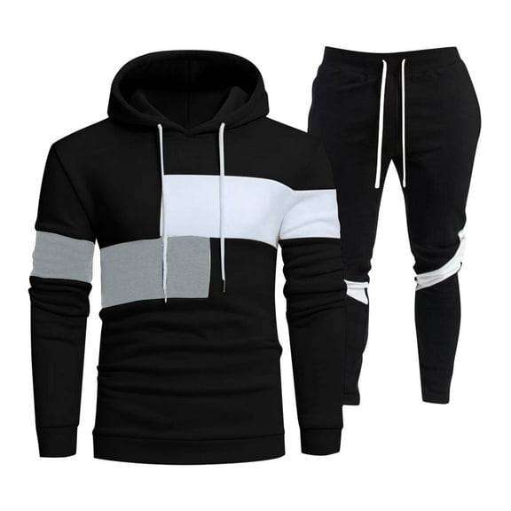 2024 Men's Casual Tracksuit Set Long Sleeve Full Zip Running Jogging Athletic Sweat Suits