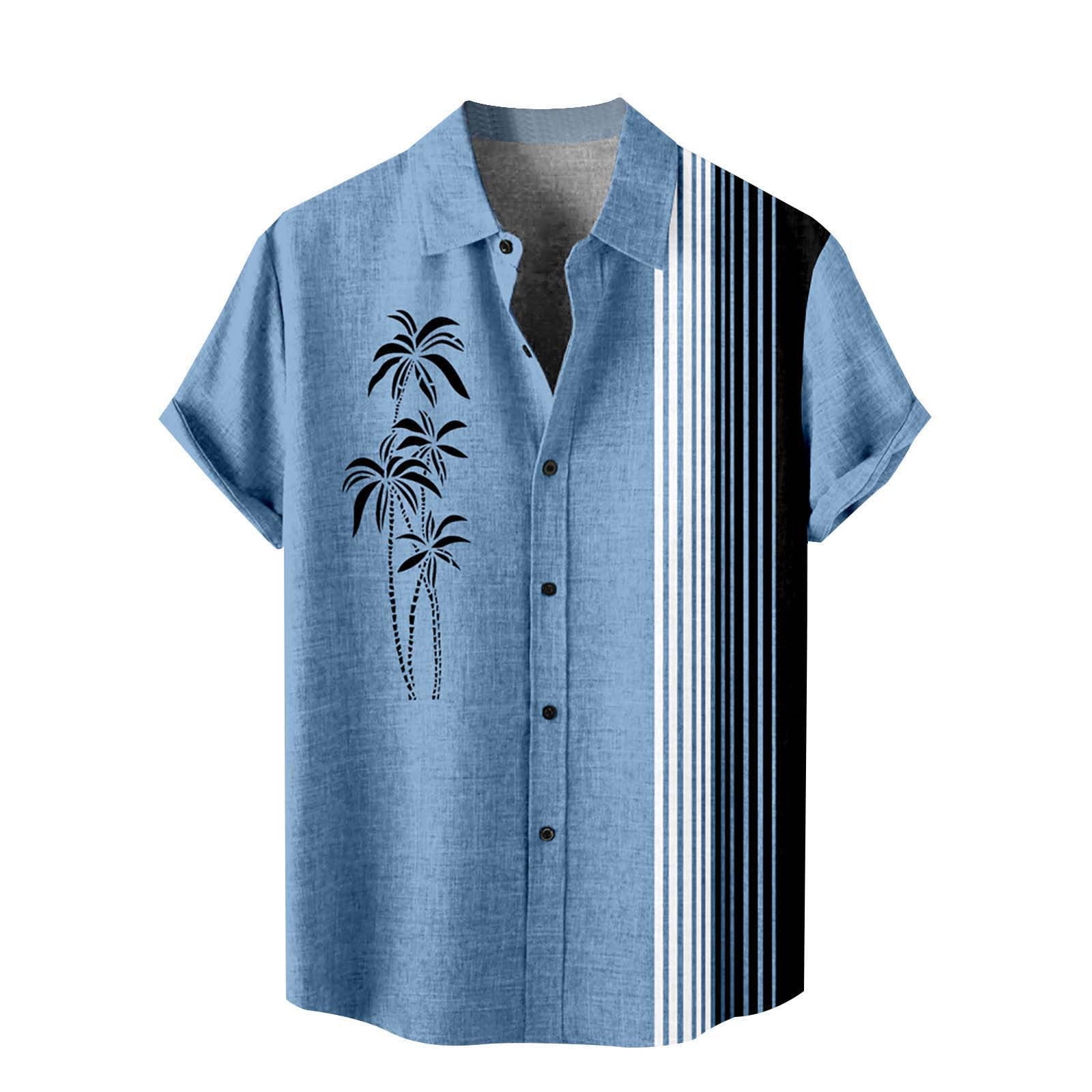 2024 Men's Floral Shirts Male Rompers Men Button Down Tropical Holiday