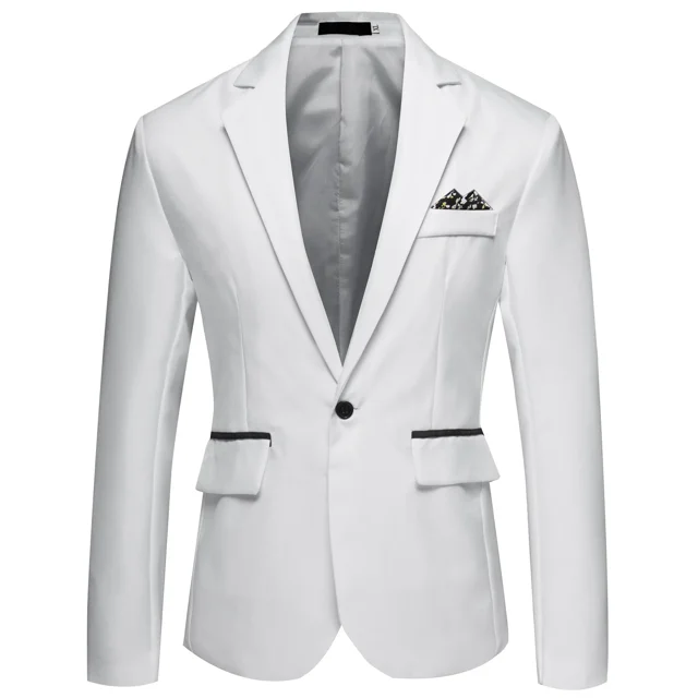 2024 Men's Formal Office Blazer Jacket Suits Solid Fashion Wedding Dress Suit Jacket Coat Male