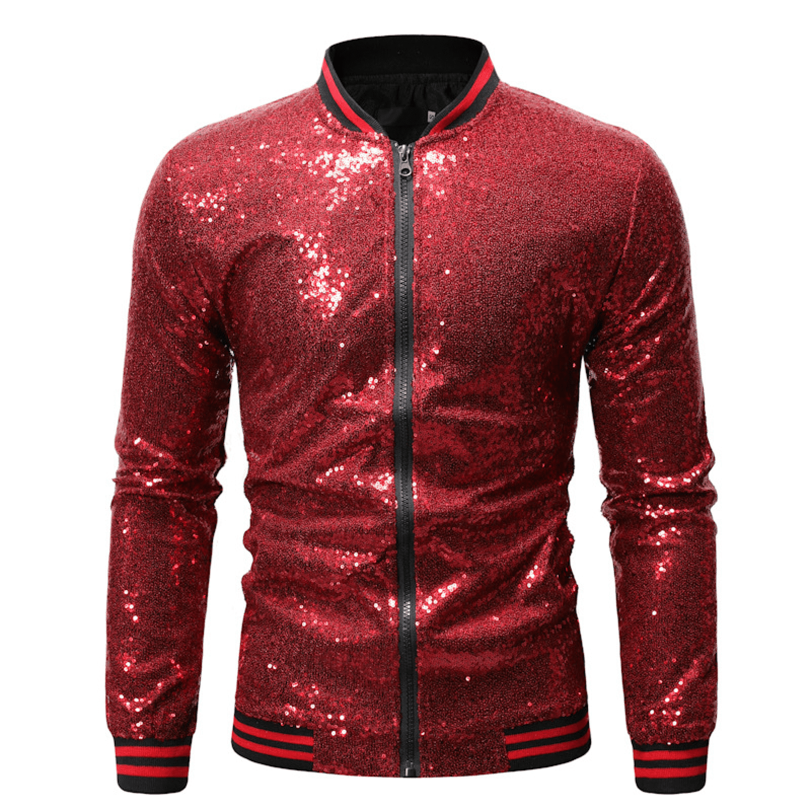 2024 Men‘s Metallic Jacket Sequin Shiny Clubwear 70s Disco Costume